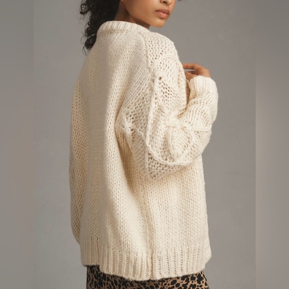 Anthropologie FRNCH Chunky Stitch Cardigan Sweater Medium - Picture 3 of 12